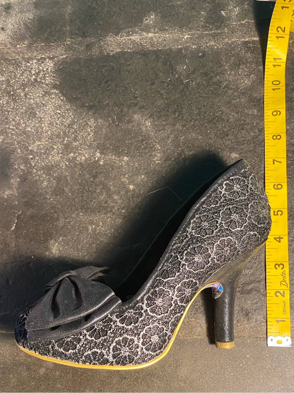 Irregular Choice Mal E Bow pumps in box, black silver lace,bows,8 - Picture 12 of 16